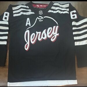 New Jersey Devils #86 Jack Hughes Hockey Black Stitched Jersey Adult Large (52)